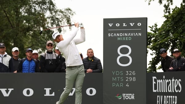 Sebastian Soderberg teeing off at the eighth