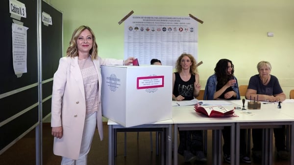 Italian Prime Minister Giorgia Meloni cast her vote at a polling station in Rome