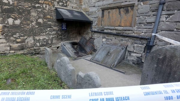 The scene at St Michan's Church was sealed off following the fire (Pic: RollingNews.ie)