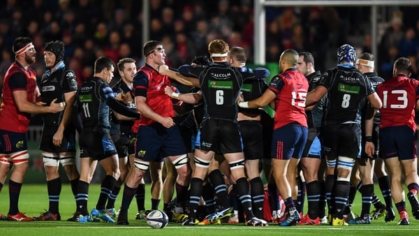 The teams tussle during their Champions Cup meeting in 2017