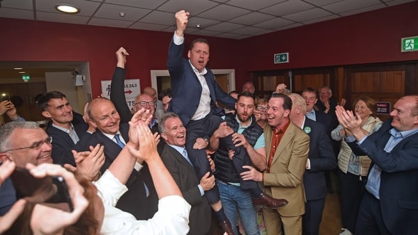 Fianna Fáil's Barry Cowen celebrates after he was elected