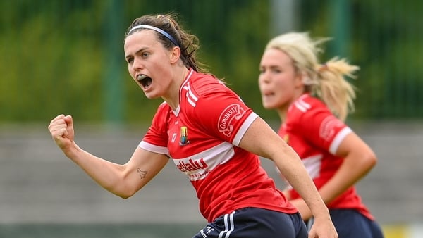 Hannah Looney of Cork celebrates scoring her side's crucial goal