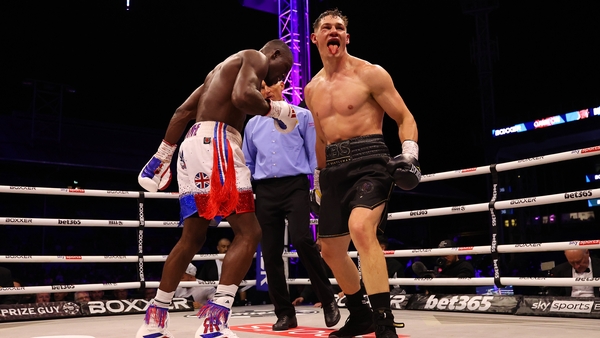 Chris Billam-Smith celebrates victory over Richard Riakporhe at Selhurst Park