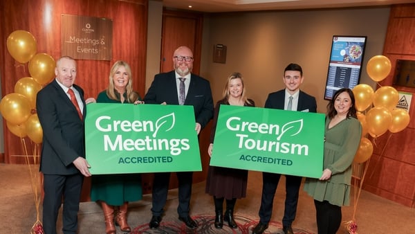 Stevie Burns, from Clayton Hotel, Belfast, Patricia McKeown, Clayton Hotel, Belfast, Jonathan Topping, Clayton Hotel, Belfast, Jac Callan from Visit Belfast, Paul Stafford, Clayton Hotel Belfast and Lydia Woods from Clayton Hotel Belfast