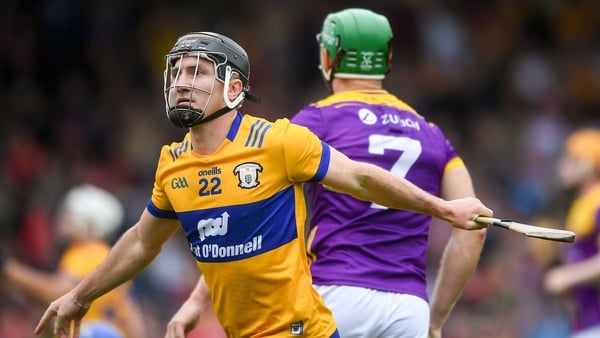 Clare's Ian Galvin celebrates after scoring his team's second goal in the SHC quarter-final victory over Wexford