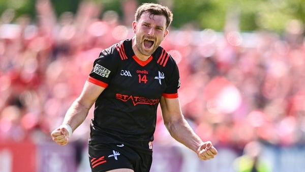 Louth captain Sam Mulroy celebrates after kicking the match-winning free