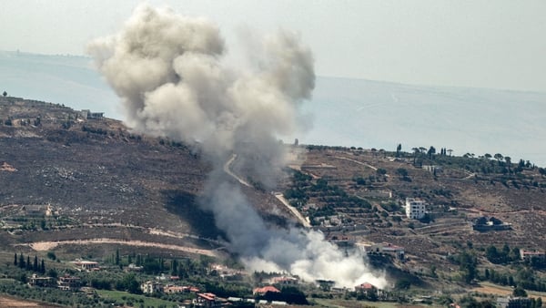 Smoke billows during Israeli bombardment of the village of Khiam in south Lebanon, near the border with Israel