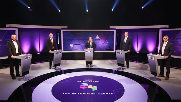 (L-R) Colum Eastwood, Chris Hazzard, Naomi Long, Gavin Robinson and Robbie Butler took part in the second major TV debate of the general election