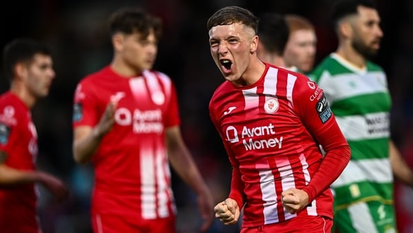 Sligo Rovers' Kailin Barlow celebrates at the full-time whistle