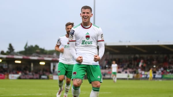 Evan McLaughlin celebrates after scoring the only goal of the game as Cork City beat Bray Wanderers