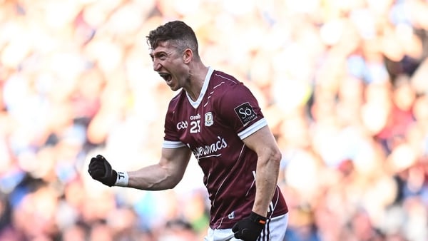 Johnny Heaney celebrates a score for Galway