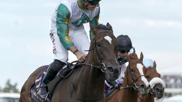 Tom Marquand (L) riding Porta Fortuna to win The Coronation Stakes