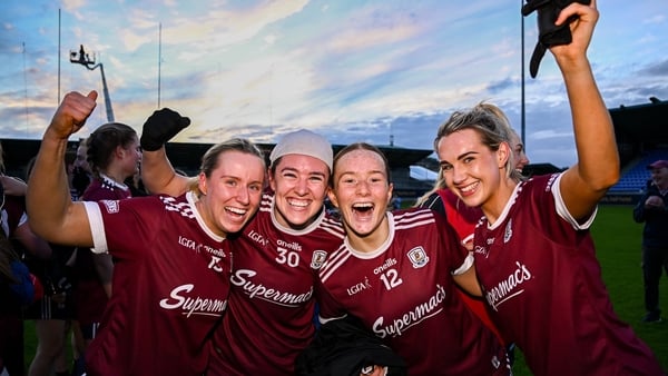 Emma Reaney, Shauna Hynes, Niamh Divilly and Ailish Morrissey celebrate their win over Dublin