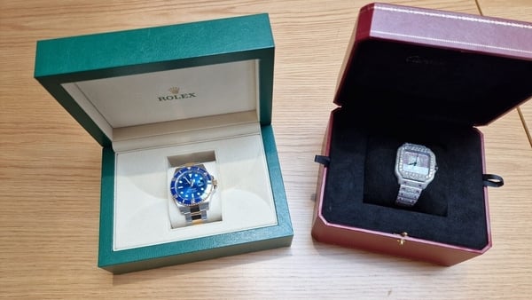 A number of designer watches were seized during the garda search operation