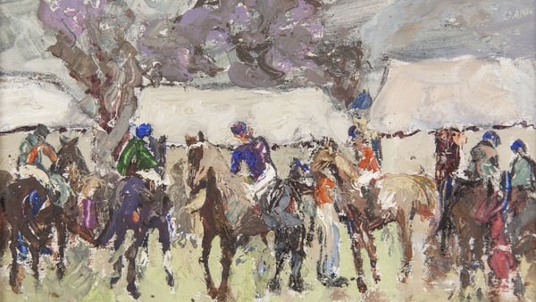 The Meath Point to Point Races by Letitia Hamilton. This is a study for a picture of the same title that won the artist a bronze medal at the 1948 Olympic Games in London.