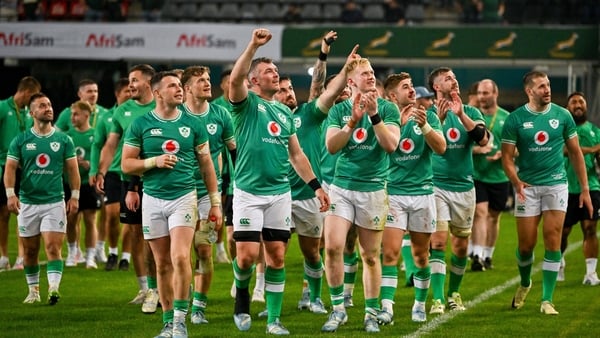 Ireland's players celebrate after their win over South Africa