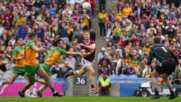 Player of the match Dylan McHugh scores one of his two points against Donegal in the All-Ireland semi-final