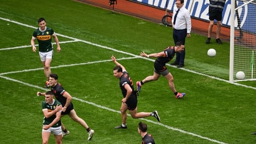 Barry McCambridge (c) celebrates his goal that kickstarted Armagh's second-half surge