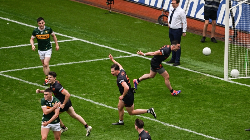 Barry McCambridge (c) celebrates his goal that kickstarted Armagh's second-half surge