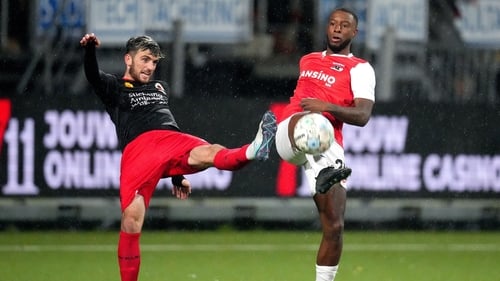 Troy Parrott in action for Excelsior last November as he vied for the ball against Riechedly Bazoer of his now current club AZ Alkmaar