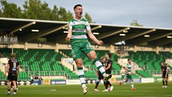 Shamrock Rovers striker Johnny Kenny celebrates his second goal against Vikingur Reykjavik at Tallaght Stadium