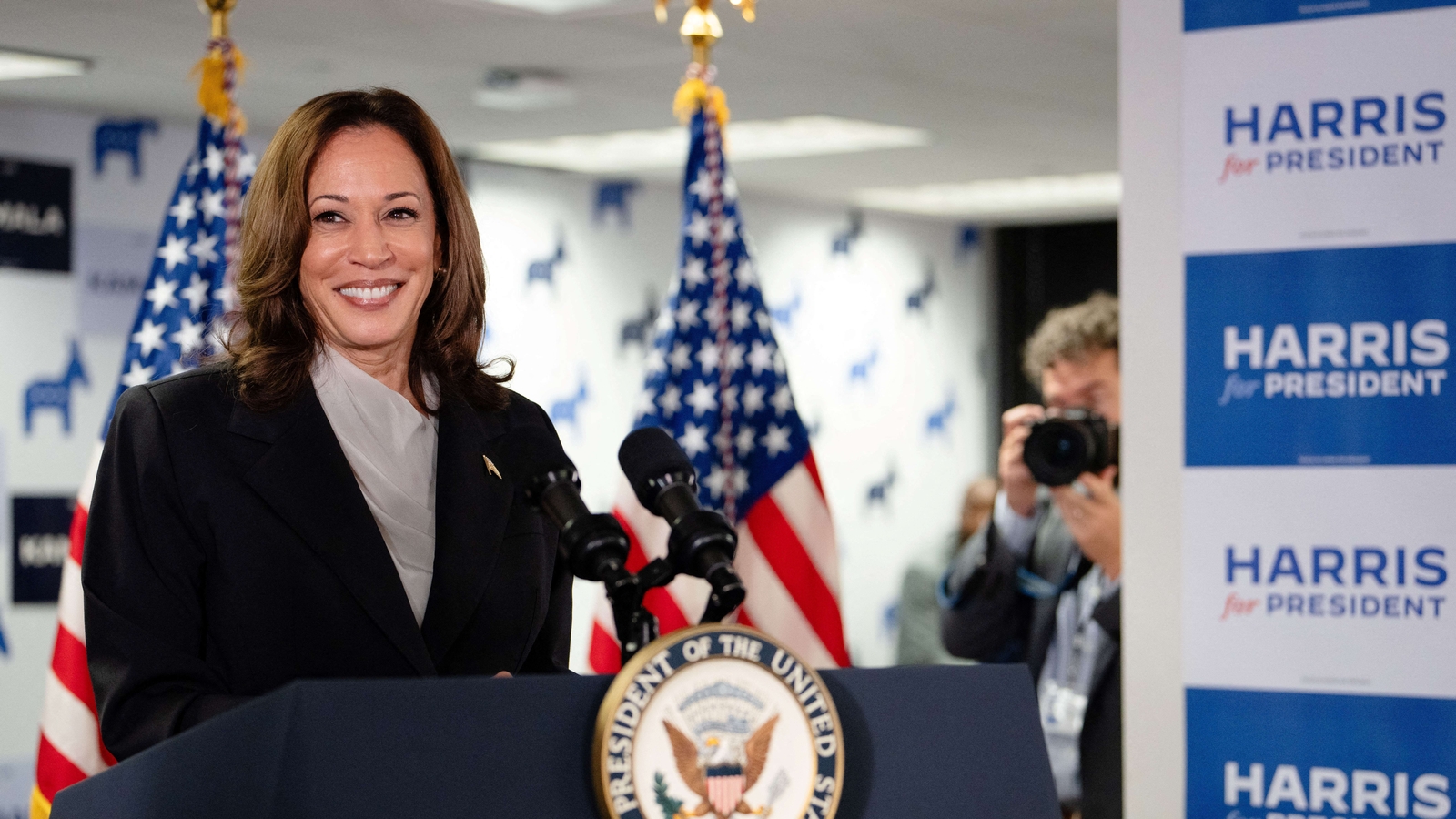 Kamala Harris lashes out at Trump as Democrats unite