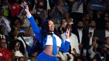Megan Thee Stallion performs at Kamala Harris rally