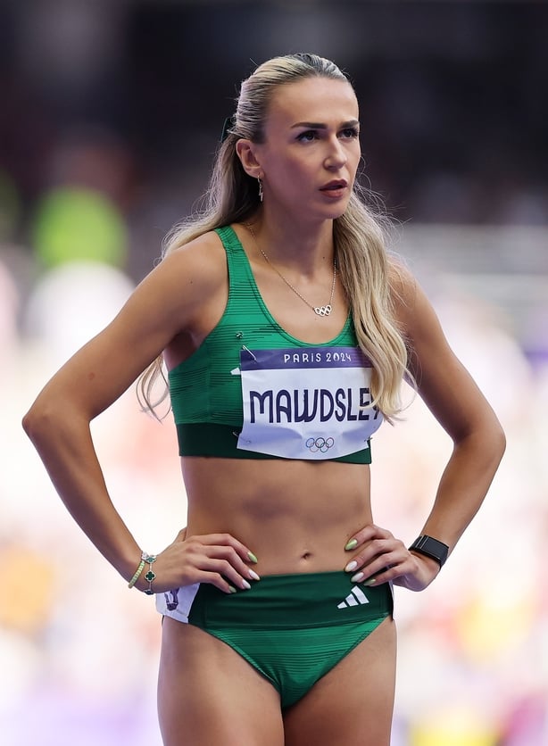 Sharlene Mawdsley of Team Ireland looks on during the Women's 400m Repechage Round on day eleven of the Olympic Games Paris 2024 at Stade de France on August 06, 2024 in Paris, France. (Photo by Christian Petersen/Getty Images)