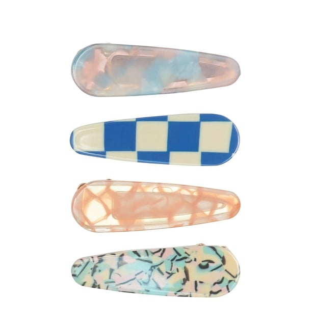 multicoloured and mixed print plastic hair clips