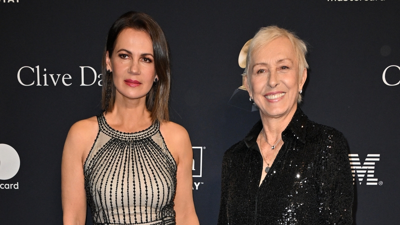 Former tennis player Martina Navratilova and her wife Julia Lemigova arrive for the Recording Academy and Clive Davis' Salute To Industry Icons pre-Grammy gala at the Beverly Hilton hotel in Beverly Hills, California on February. Photo by Robyn BECK/AFP