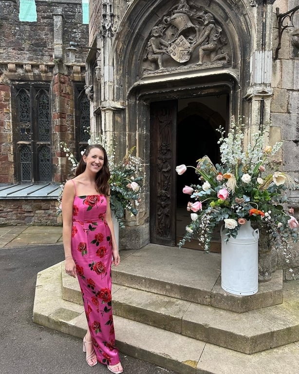 In a rented dress by the designer Sau Lee (Lauren Taylor/PA)