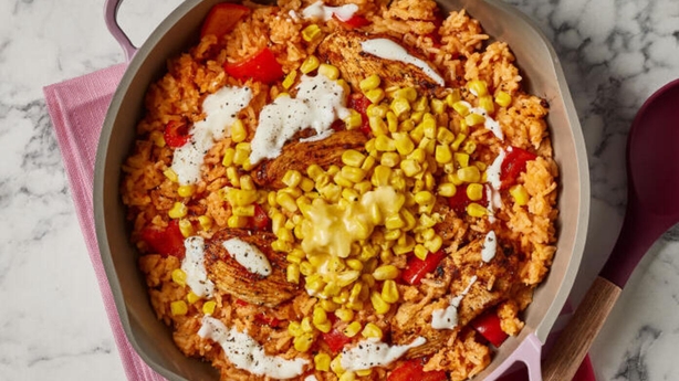 One pot peri-peri chicken and rice with buttered corn (Gousto/PA)