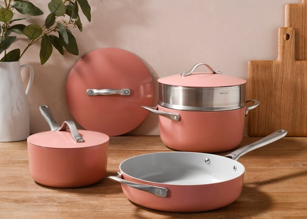 ProCook Soho 4-Piece Cookware Set, Coral