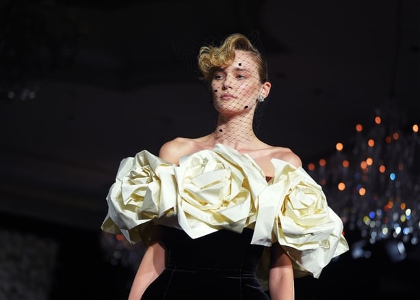 Models on the catwalk during the Richard Quinn show at the Dorchester Hotel Park Lane