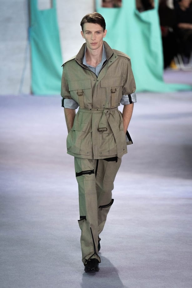 Models on the catwalk during the Burberry show at the National Theatre on the South Bank