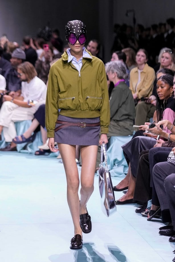 A model wears a creation as part of the Prada Spring Summer 2025 collection