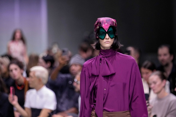 A model wears a creation as part of the Prada Spring Summer 2025 collection