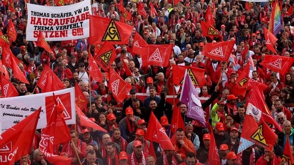 Members of the IG Metall metalworkers union at Volkswagen