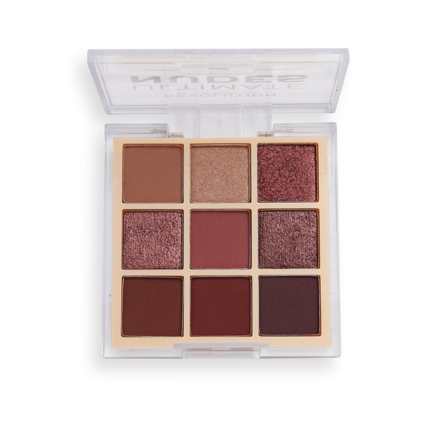 Palette of warm burgundy and plum eyeshadows