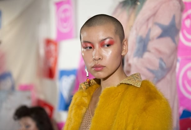 Models backstage before the Clio Peppiatt Autumn/Winter 2017 London Fashion Week