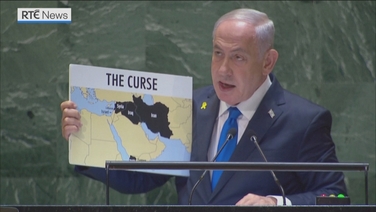 At UNGA, Netanyahu uses maps to show 'blessing' and 'curse' of Middle East
