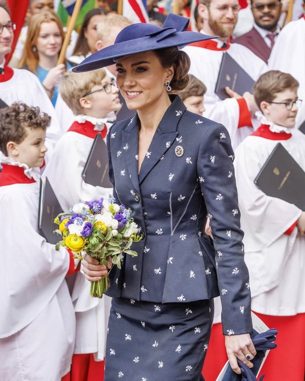 The Princess of Wales departs after attending the annual Commonwealth Day Service at Westminster Abbey in London