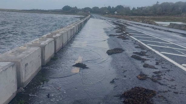 Flooding on the coast road in Galway yesterday