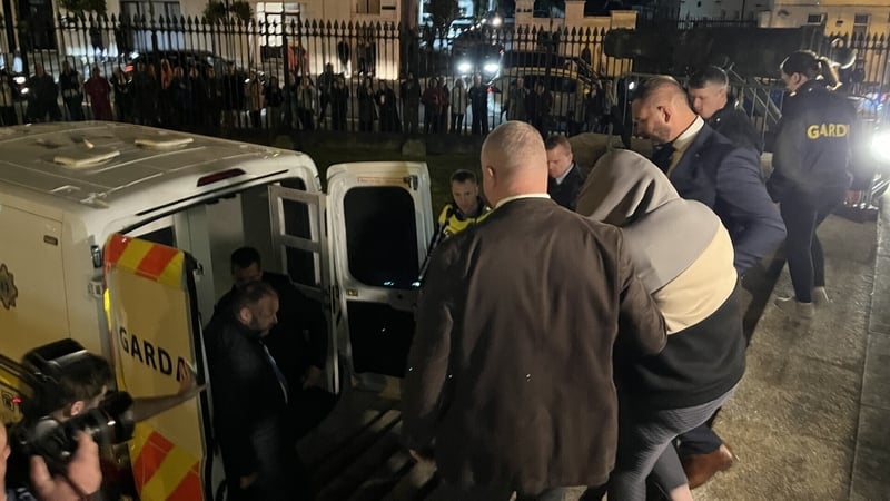 Sabrina Kehoe, wearing hoodie, was brought before Carlow District Court where she was charged with murder