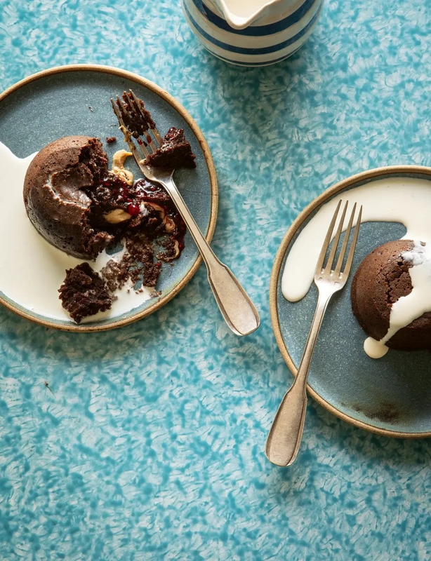 Chocolate and peanut butter puddings from The Hairy Bikers: Our Family Favourites (Andrew Hayes-Watkins/PA)