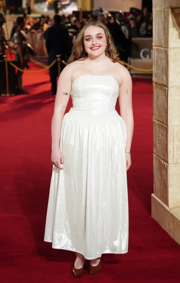 Nell Mescal wore a shimmering pure cream gown (Ian West/PA)