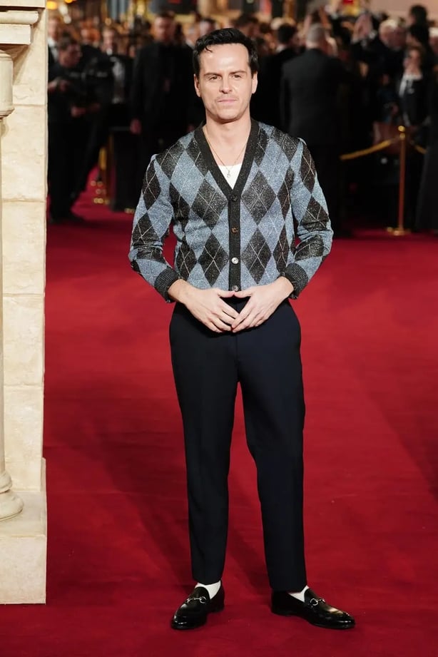 Andrew Scott kept it casual in a knitted cardigan and loafers (Ian West/PA)