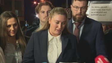 Watch: Nikita Hand speaks to reporters outside court