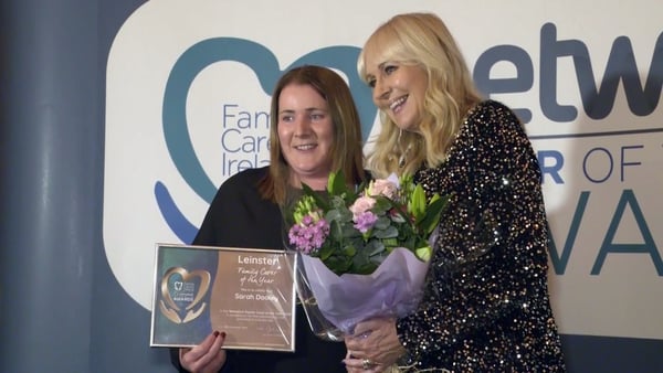 Sarah Dooley (left) at the awards with broadcaster Miriam O'Callaghan