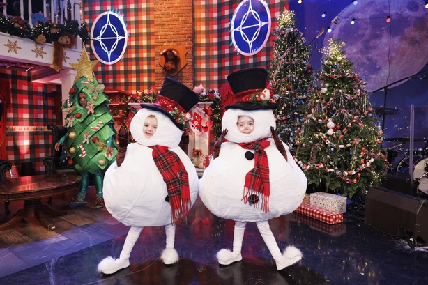 Pictured with children of the Spotlight stage school, Tara Dowling (5) from Carlow and Cuinn O Dowd (5) from Cavan on set of this year's Late Late Toy Show where the theme has been revealed as Home Alone. Picture Andres Poveda